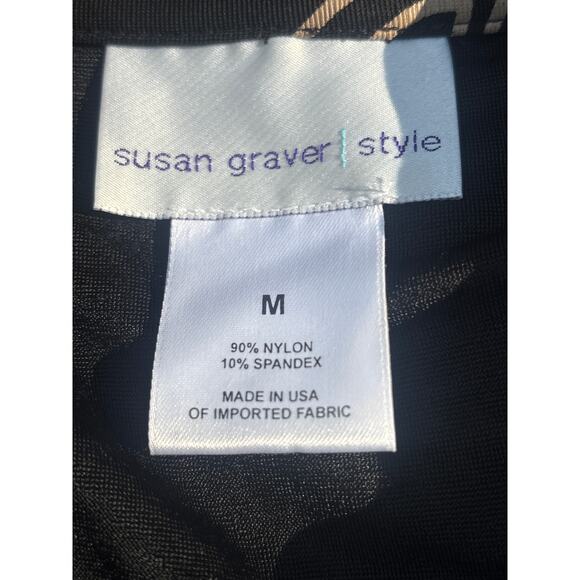 QVC Susan Graver Style Asian Theme Long Jacket Lustra Knit Medium Black Gold - Picture 4 of 13